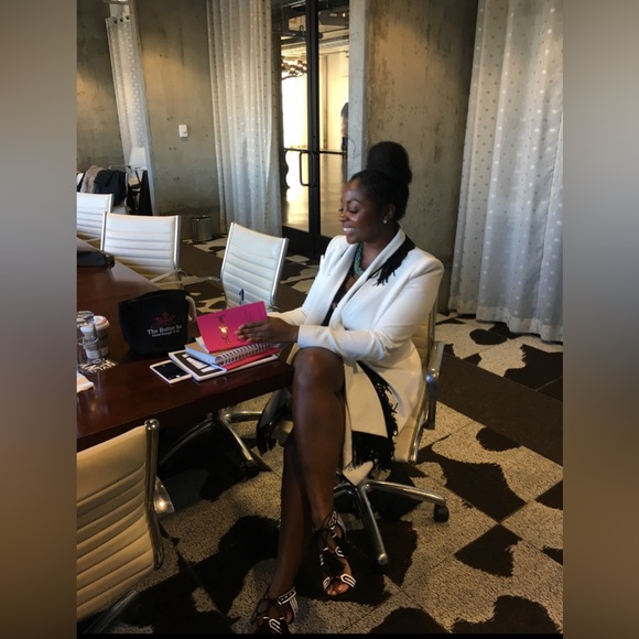 BCBGMaxAzria Cream White Fringe Blazer Dress Great Condition Sz M - Picture 6 of 6